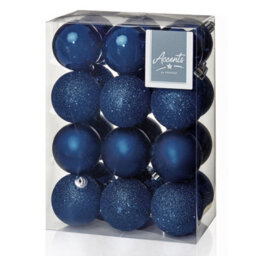 Premier Decorations Limited 24 Deep Blue Christmas Tree Baubles Tree Decoration Ornament Glitter Gloss 6Cm