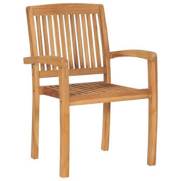 Walplus Stacking Garden Dining Chairs 2 Pcs Solid Teak Wood - thumbnail 3