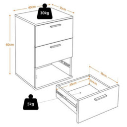 White Modern Bedside Table Storage Nightstand Cabinet W/ 3 Drawers Bedroom Furniture - thumbnail 2