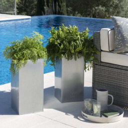 Primrose Zinc Galvanised Tall Rectangular Cube Planter Plant Pot In Silver 75Cm X 32Cm - thumbnail 6