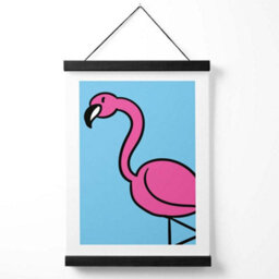 Artze Wall Art Cute Cartoon Style Flamingo Art Print With Black Frame Size: A4 - thumbnail 1