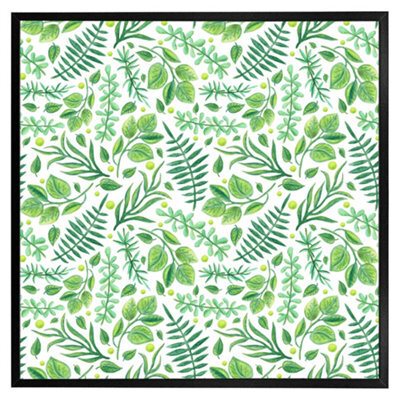 "Andrew Lee Mixed Green Leaves (Picutre Frame) / 12X12"" / Grey" - image 1