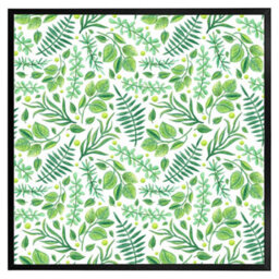 "Andrew Lee Mixed Green Leaves (Picutre Frame) / 12X12"" / Grey" - thumbnail 1