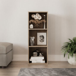 Urbn-Living Urbnliving 30Cm Height Oak 3 Tier Wooden Bookcase Shelving Display Storage Wood Shelf Shelves Cube - thumbnail 1