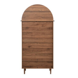 Abrihome Walnut Look Wardrobe With Fabric Doors & Drawer - Sturdy Wooden Legs, Practical Storage Cabinet For Bedroom, Or Dressing Room - thumbnail 9