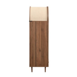 Abrihome Walnut Look Wardrobe With Fabric Doors & Drawer - Sturdy Wooden Legs, Practical Storage Cabinet For Bedroom, Or Dressing Room - thumbnail 8