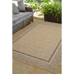 Melrose Summer Border Latte Low Pile Height 3mm Indoor Outdoor X-Large Area Rug - 200/290Cm - thumbnail 5