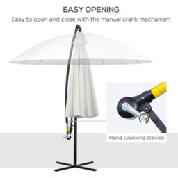 Outsunny 3(M) Cantilever Shanghai Parasol W/ Crank Handle, Cross Base, Off-White - thumbnail 4