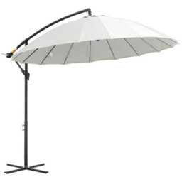 Outsunny 3(M) Cantilever Shanghai Parasol W/ Crank Handle, Cross Base, Off-White - thumbnail 2
