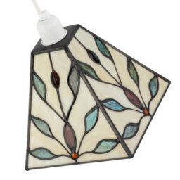 Happy Homewares Square Tiffany Glass Pendant Light Shade With Emerald Green Leaves - thumbnail 8