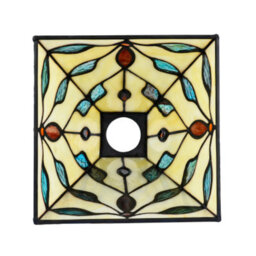 Happy Homewares Square Tiffany Glass Pendant Light Shade With Emerald Green Leaves - thumbnail 4