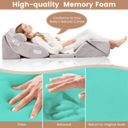 Costway 6Pcs Bed Wedge Pillow Set Adjustable Bed Wedge Memory Foam Pillow Washable Cover - thumbnail 5