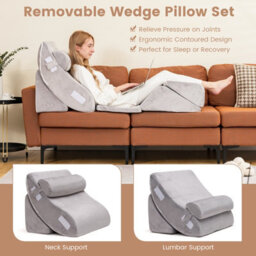 Costway 6Pcs Bed Wedge Pillow Set Adjustable Bed Wedge Memory Foam Pillow Washable Cover - thumbnail 4