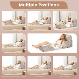 Costway 6Pcs Bed Wedge Pillow Set Adjustable Bed Wedge Memory Foam Pillow Washable Cover - thumbnail 9