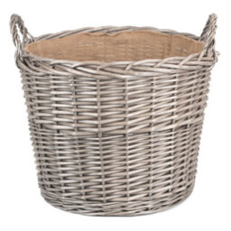 Red Hamper W054 Wicker Extra Large Antique Wash Finish Lined Log Baskets - thumbnail 2
