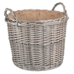 Red Hamper W054 Wicker Extra Large Antique Wash Finish Lined Log Baskets - thumbnail 1