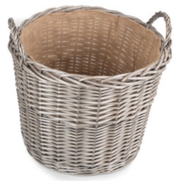 Red Hamper W054 Wicker Extra Large Antique Wash Finish Lined Log Baskets - thumbnail 3