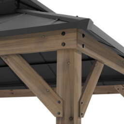 Sunjoy Outdoor Cedar Wood Gazebo With 2-Tier Steel Roof - 300Cm X 360Cm, Anthracite - thumbnail 3