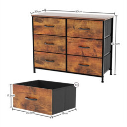 6 Drawer Modern Fabric Chest Of Drawers Storage Organizer Bedroom Furniture - thumbnail 2