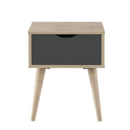 Beside Table In Oak And Grey With 1 Drawer For Bedroom - thumbnail 6