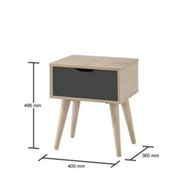 Beside Table In Oak And Grey With 1 Drawer For Bedroom - thumbnail 2