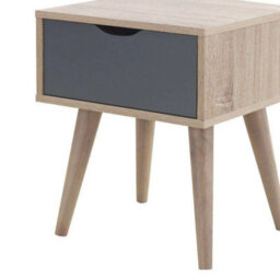 Beside Table In Oak And Grey With 1 Drawer For Bedroom - thumbnail 4