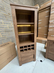 Furneo Display Cabinet Dark Oak Effect Modern Cupboard Storage Led Lights Prestigio 04 - thumbnail 4