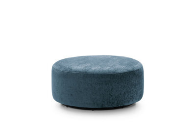 Abakus Direct Harriet Crushed Chenille Large Swivel Footstool In Dark Blue - image 1