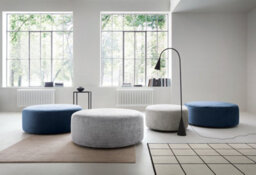 Abakus Direct Harriet Crushed Chenille Large Swivel Footstool In Dark Blue - thumbnail 3