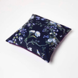 Homescapes Floral Midnight Garden Purple Filled Velvet Cushion 46 X 46 Cm - thumbnail 5