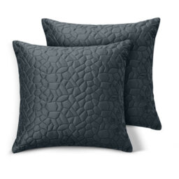 Ameha Charcoal Embossed Pebbles Velvet Cushion Cover, 18X18 Inch, Pack Of 2, Ultra Soft, Breathable & Hypoallergenic