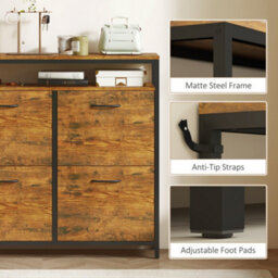 Homcom Shoe Cabinet With 4 Flip Drawers, Holds 12-20 Pairs, Rustic Brown - thumbnail 8