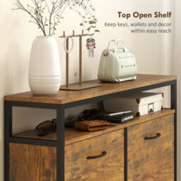 Homcom Shoe Cabinet With 4 Flip Drawers, Holds 12-20 Pairs, Rustic Brown - thumbnail 5