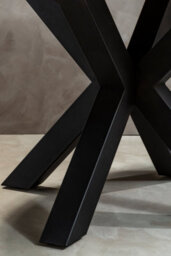 Orsina Contemporary Wood Veneer Top Dining Table With Black Metal Legs, Elegant Dining Table, Sturdy Modern Table - thumbnail 4