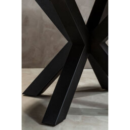Orsina Contemporary Wood Veneer Top Dining Table With Black Metal Legs, Elegant Dining Table, Sturdy Modern Table - thumbnail 5