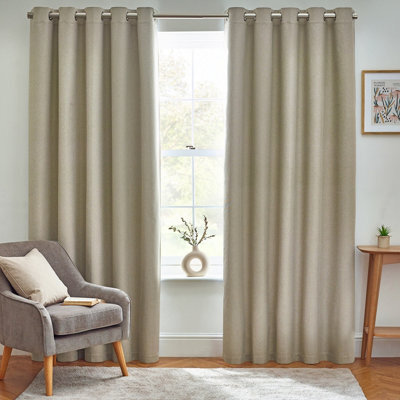 furn. Furn Dawn Textured Blackout Eyelet Curtain Pair Natural (W)229Cm X (D)137Cm - image 1