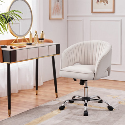 Yaheetech Accent Armchair With Tufted Barrel - Cream / Velvet - image 1
