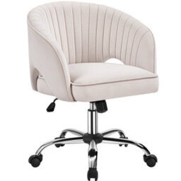 Yaheetech Accent Armchair With Tufted Barrel - Cream / Velvet - thumbnail 2