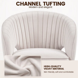 Yaheetech Accent Armchair With Tufted Barrel - Cream / Velvet - thumbnail 6