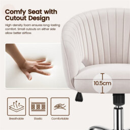 Yaheetech Accent Armchair With Tufted Barrel - Cream / Velvet - thumbnail 4