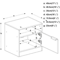 Urbn-Living Urbnliving 49.5Cm Height 2 Pcs 1-Door Bedside White Table Cabinet Nightstand Storage Shelf Unit Bedroom Furniture - thumbnail 7