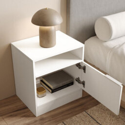 Urbn-Living Urbnliving 49.5Cm Height 2 Pcs 1-Door Bedside White Table Cabinet Nightstand Storage Shelf Unit Bedroom Furniture - thumbnail 4