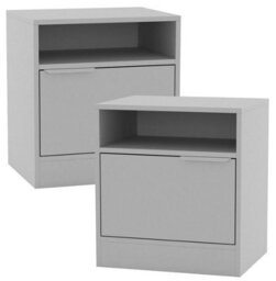 Urbn-Living Urbnliving 49.5Cm Height 2 Pcs 1-Door Bedside White Table Cabinet Nightstand Storage Shelf Unit Bedroom Furniture - thumbnail 1