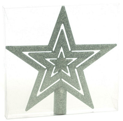 Christmas Tree Topper - Silver Glitter Star - image 1