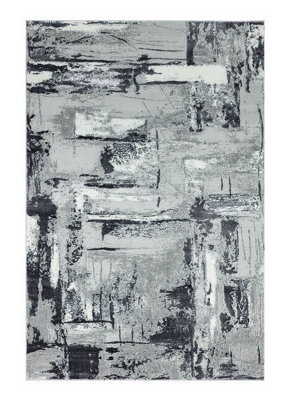 Modern Grey Rug, Abstract Rug For Bedroom, Stain-Resistant Rug For Dining Room, Abstract Grey Rug-80Cm X 150Cm - image 1