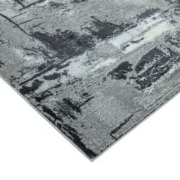 Modern Grey Rug, Abstract Rug For Bedroom, Stain-Resistant Rug For Dining Room, Abstract Grey Rug-80Cm X 150Cm - thumbnail 2