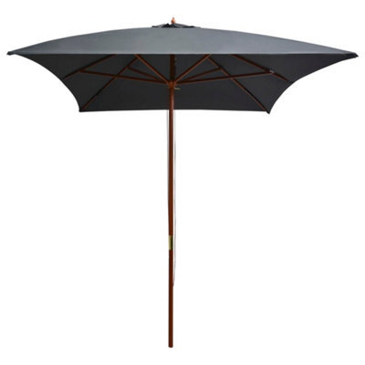Berkfield Elegant Outdoor Parasol With Wooden Pole 200X300 Cm Anthracite - image 1