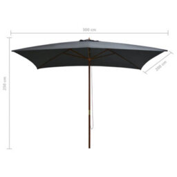 Berkfield Elegant Outdoor Parasol With Wooden Pole 200X300 Cm Anthracite - thumbnail 7