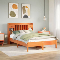 Berkfield Bookcase Bed Without Mattress Wax Brown 140X200 Cm Solid Wood Pine - thumbnail 1