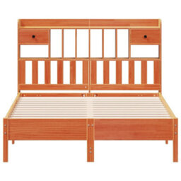 Berkfield Bookcase Bed Without Mattress Wax Brown 140X200 Cm Solid Wood Pine - thumbnail 4